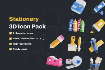 Stationery 3D Icon Pack