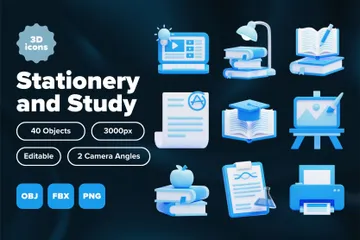 Stationery And Study 3D Icon Pack