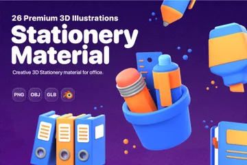 Stationery Material 3D Icon Pack