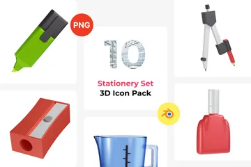 Stationery Set 3D Icon Pack