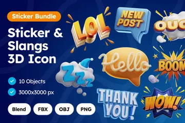 Sticker And Slangs 3D Icon Pack