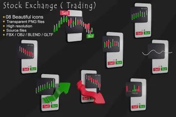 Stock Exchange Trading 3D Illustration Pack