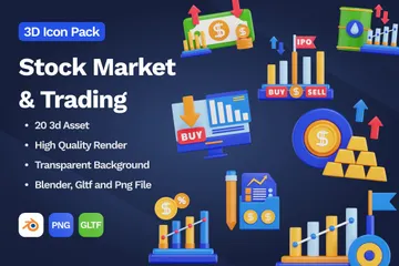 Stock Market & Trading 3D Icon Pack