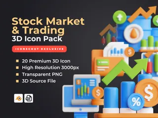 Stock Market & Trading 3D Icon Pack