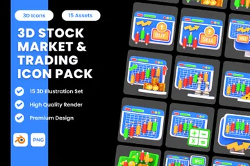 Stock Market & Trading 3D Icon Pack