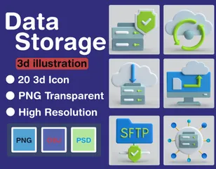 Stockage de données Pack 3D Icon