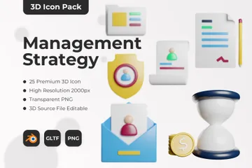 Stratégie de gestion Pack 3D Icon