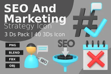 Stratégie de référencement et de marketing Pack 3D Icon