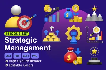 Strategisches Management 3D Icon Pack