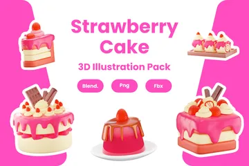 Free Strawberry Cake 3D Icon Pack