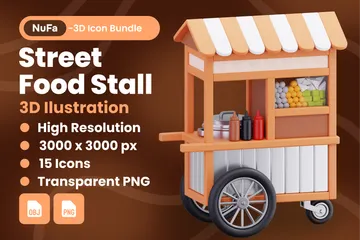 Street Food Stall 3D Icon Pack