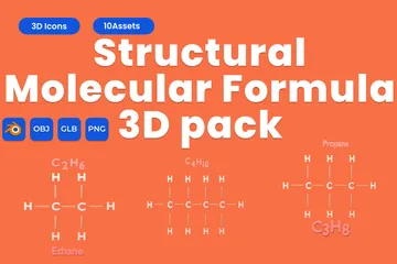 Strukturelle Molekülformel 3D Icon Pack