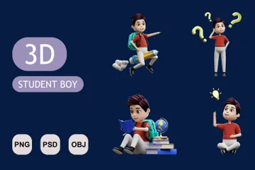 Student Boy 3D Illustration Pack