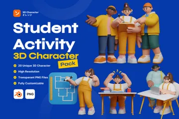 Student Character 3D Illustration Pack
