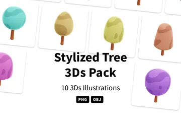Stylized Tree 3D Icon Pack