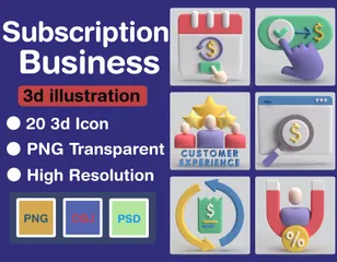 Subscription Business Model 3D Icon Pack