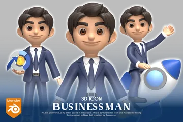 Successful Young Businessman 3D Illustration Pack