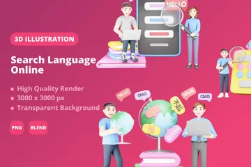 Online-Sprachsuche 3D Illustration Pack
