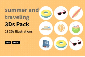 Summer And Traveling 3D Icon Pack