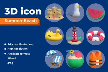 Summer Beach 3D Icon Pack