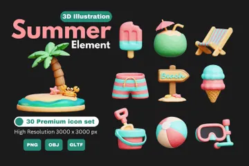 Summer Beach 3D Icon Pack