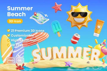 Summer Beach 3D Icon Pack