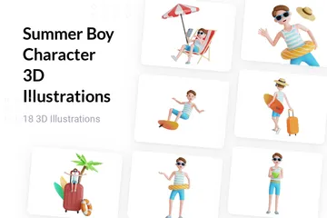 Summer Boy 3D Illustration Pack