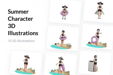 Summer Character 3D Illustration Pack