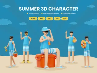 Summer Characters 3D Illustration Pack