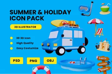 여름 및 휴가 3D Icon 팩