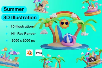 Summer Holiday 3D Illustration Pack