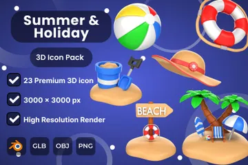 Summer & Holiday 3D Icon Pack