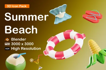 Summer In Beach 3D Icon Pack