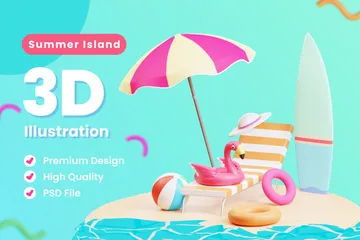 Summer Island 3D Illustration Pack