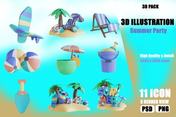 Summer Party 3D Illustration Pack