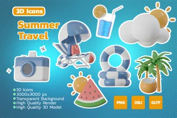 夏の旅行 3D Iconパック