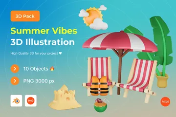 Summer Vibes 3D Illustration Pack