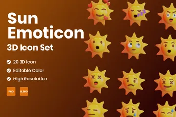 Sun Emoticon 3D Icon Pack