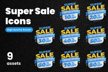 Super Sale Discount Badge 3D Icon Pack