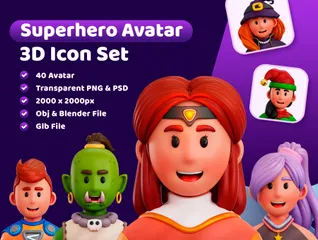 Superhelden-Avatar 3D Icon Pack