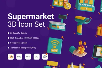 スーパーマーケット 3D Iconパック