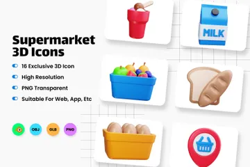 Supermarket 3D Icon Pack