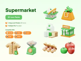 Supermercado Paquete de Icon 3D