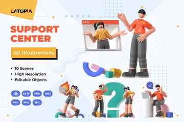 Support Center 3D Illustration Pack