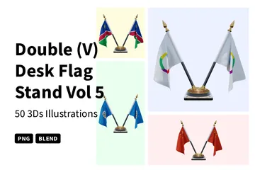 Support de drapeau de bureau double (V) Vol 5 Pack 3D Icon