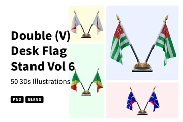 Support de drapeau de bureau double (V) Vol 6 Pack 3D Icon