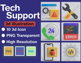 Support technique Pack 3D Icon