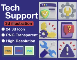 Support technique Pack 3D Icon