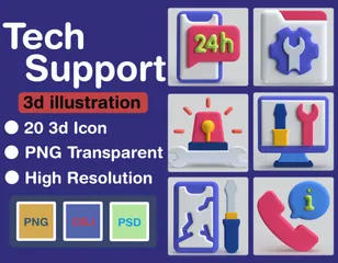 Support technique 3D Icon Pack