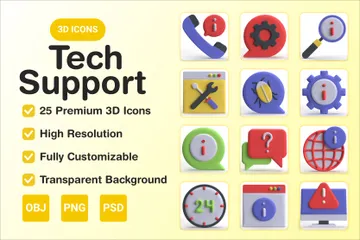 Support technique Pack 3D Icon